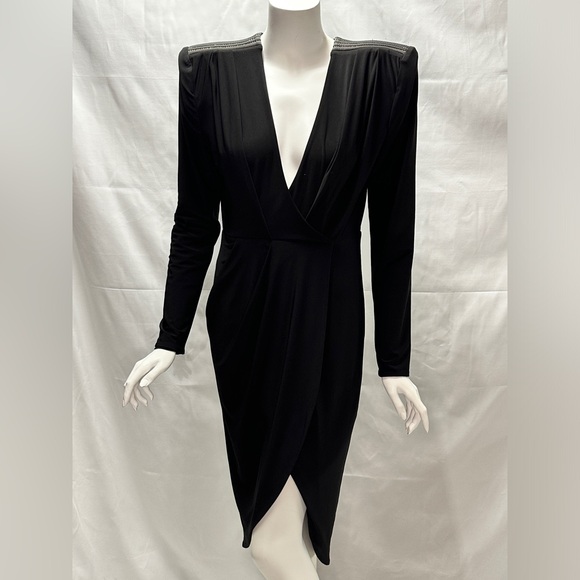 Zhivago Padded Shoulder Gold Accented Dress - Picture 2 of 15